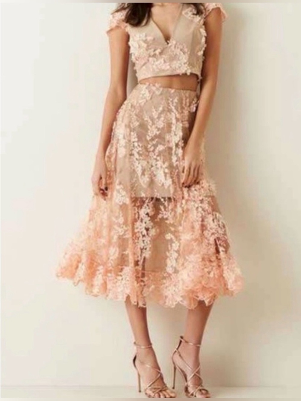 Dress the Population Blush Lace two piece